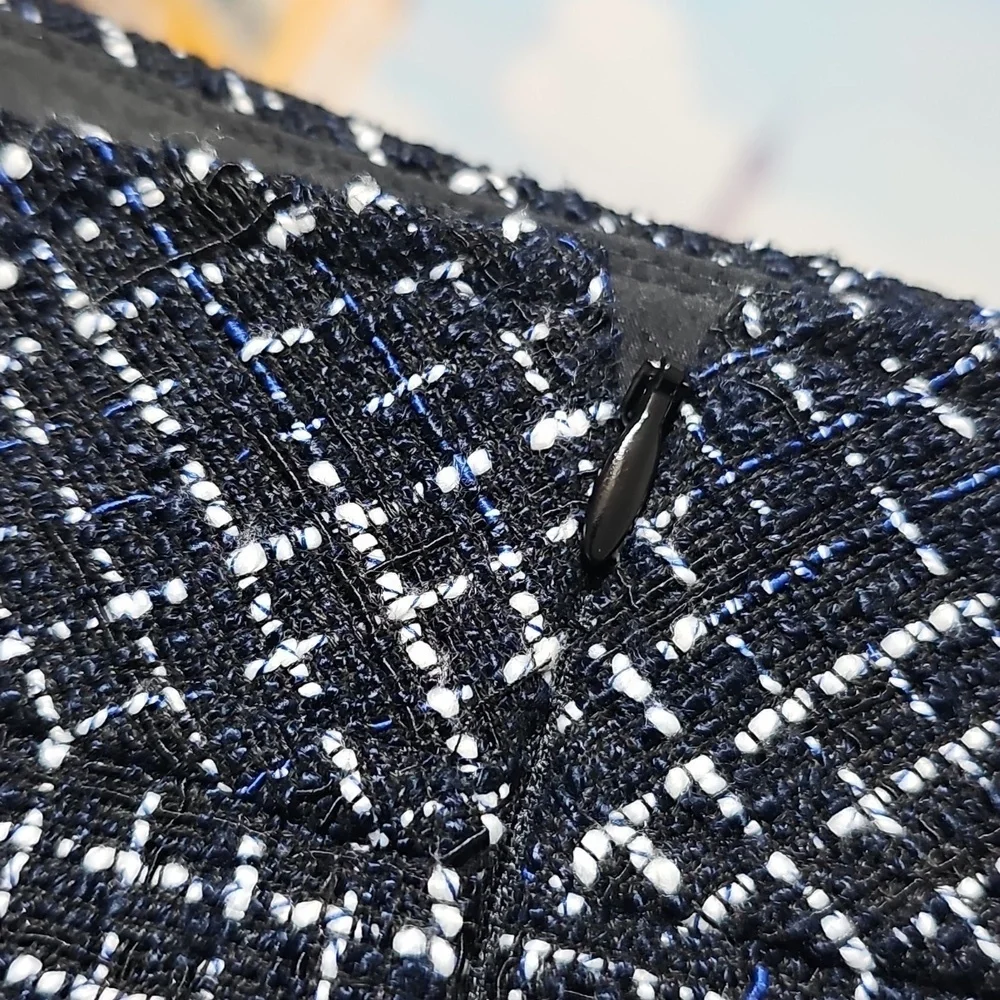 J. Crew Black White Blue Textured Tweed Skirt Size 4